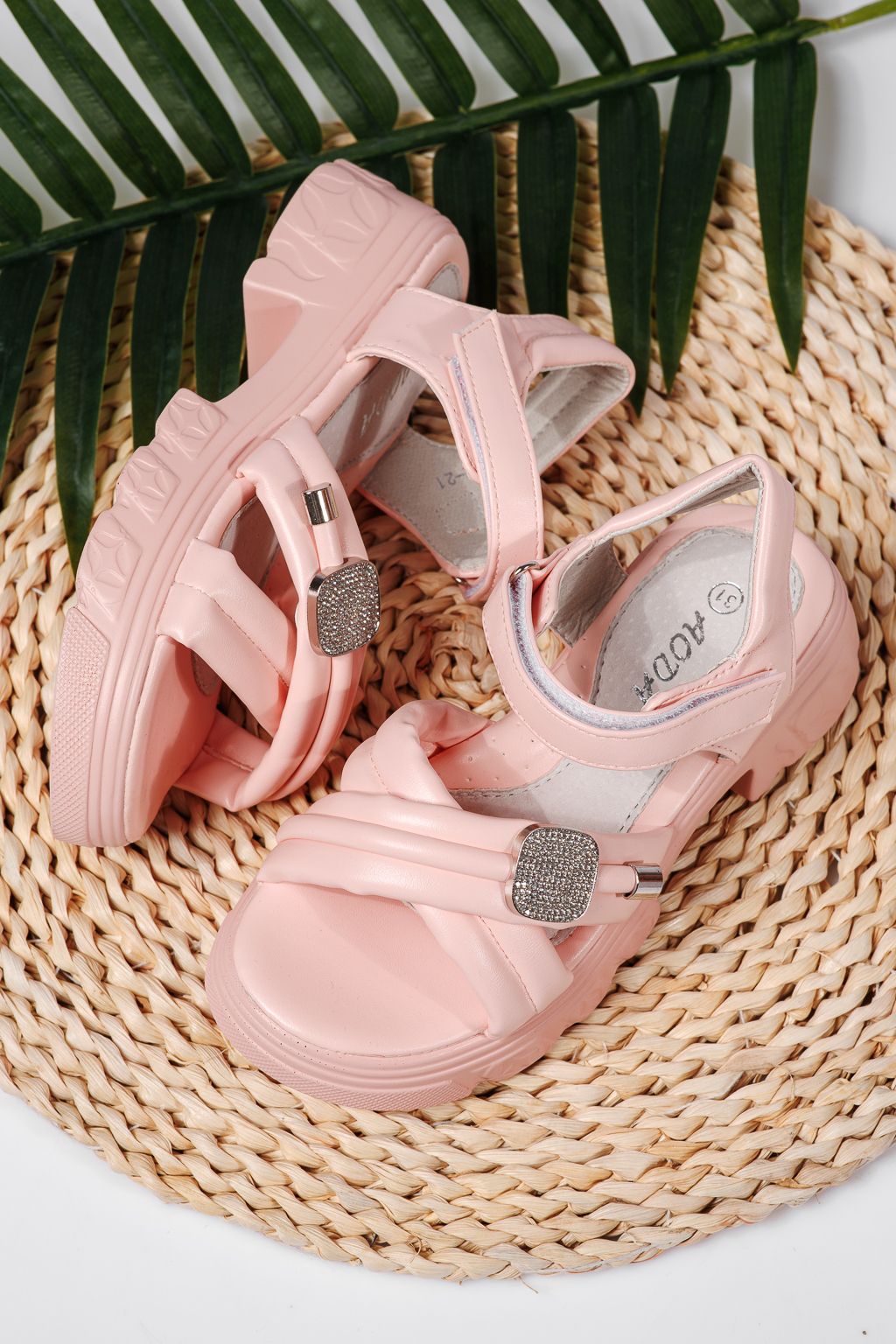 Sandale fete roz din piele ecologica Amaya #22162