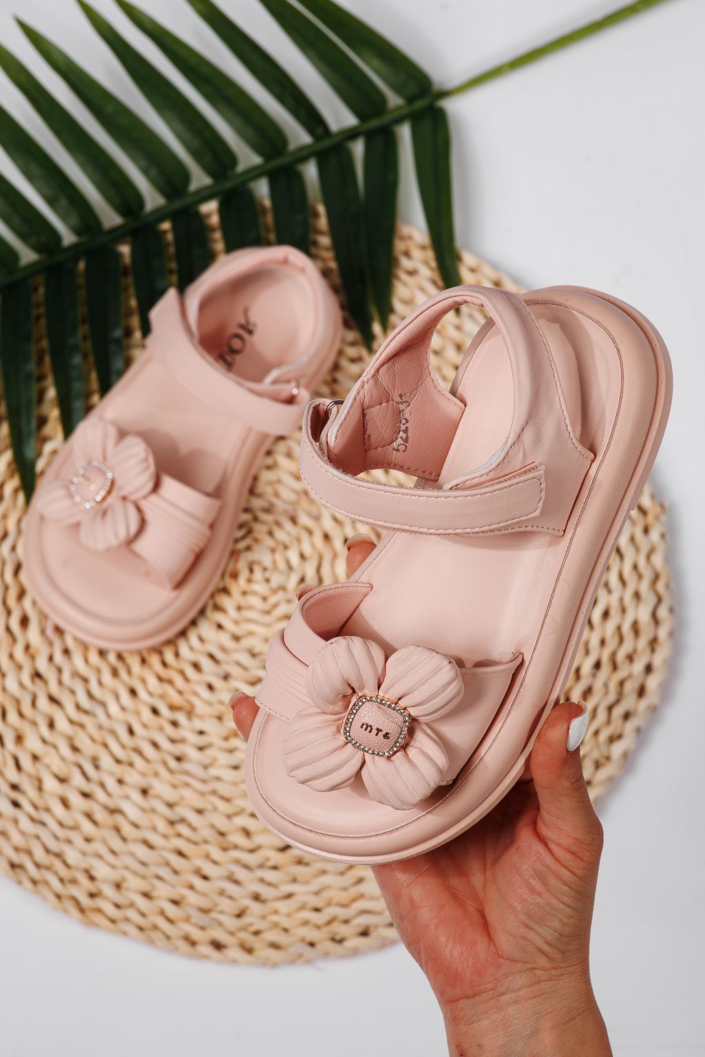 Sandale fete roz din piele ecologica Marie #22173