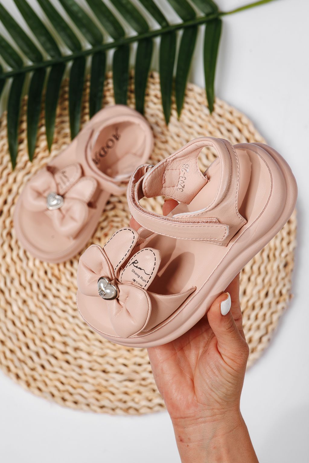 Sandale fete roz din piele ecologica Cate #22225