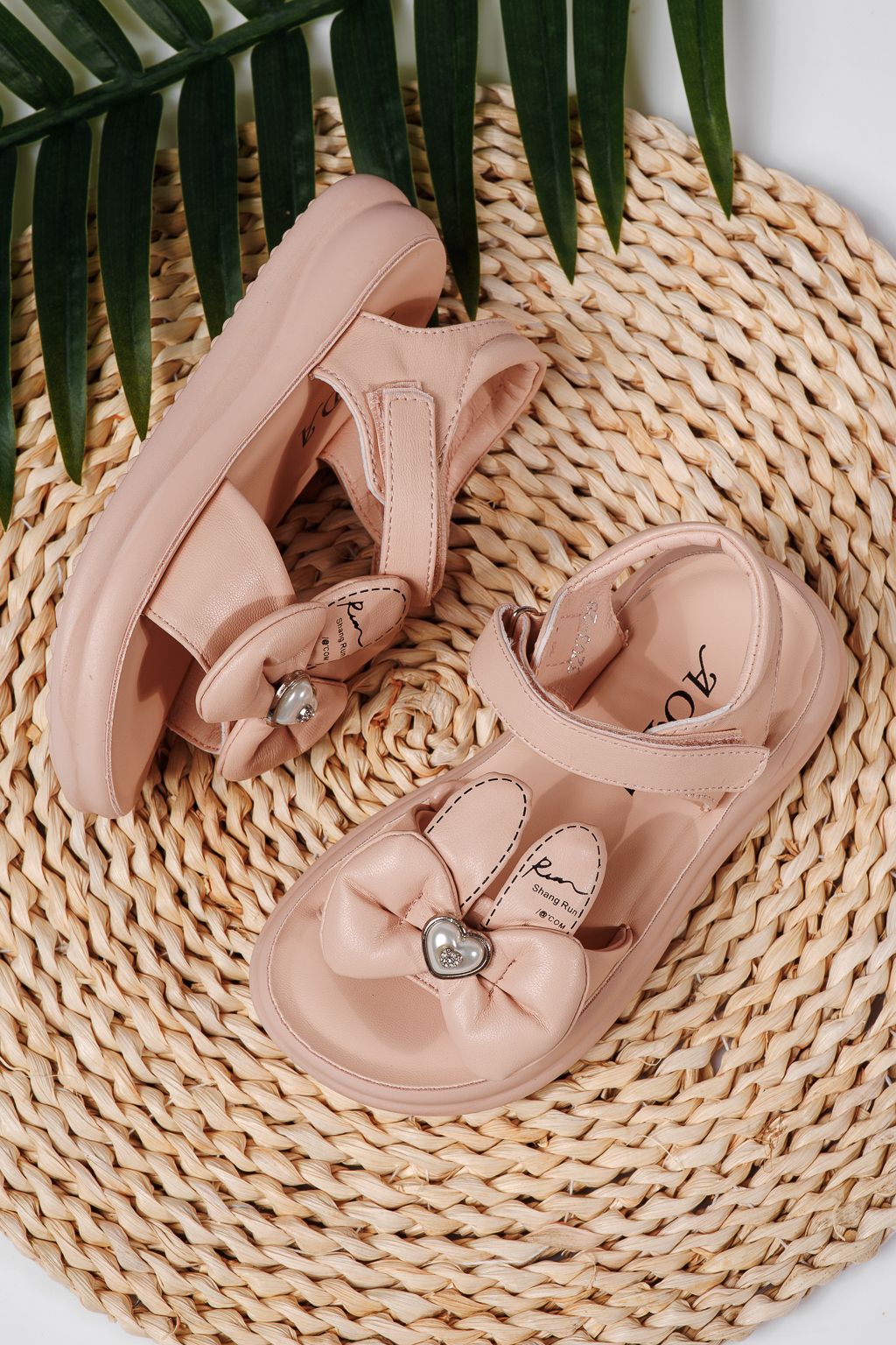 Sandale fete roz din piele ecologica Cate #22225