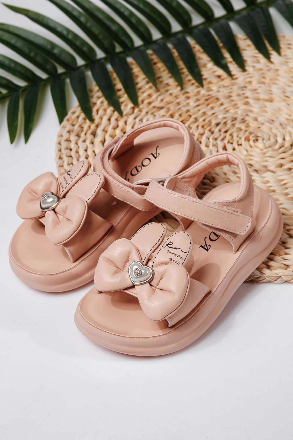 Sandale fete roz din piele ecologica Cate #22225