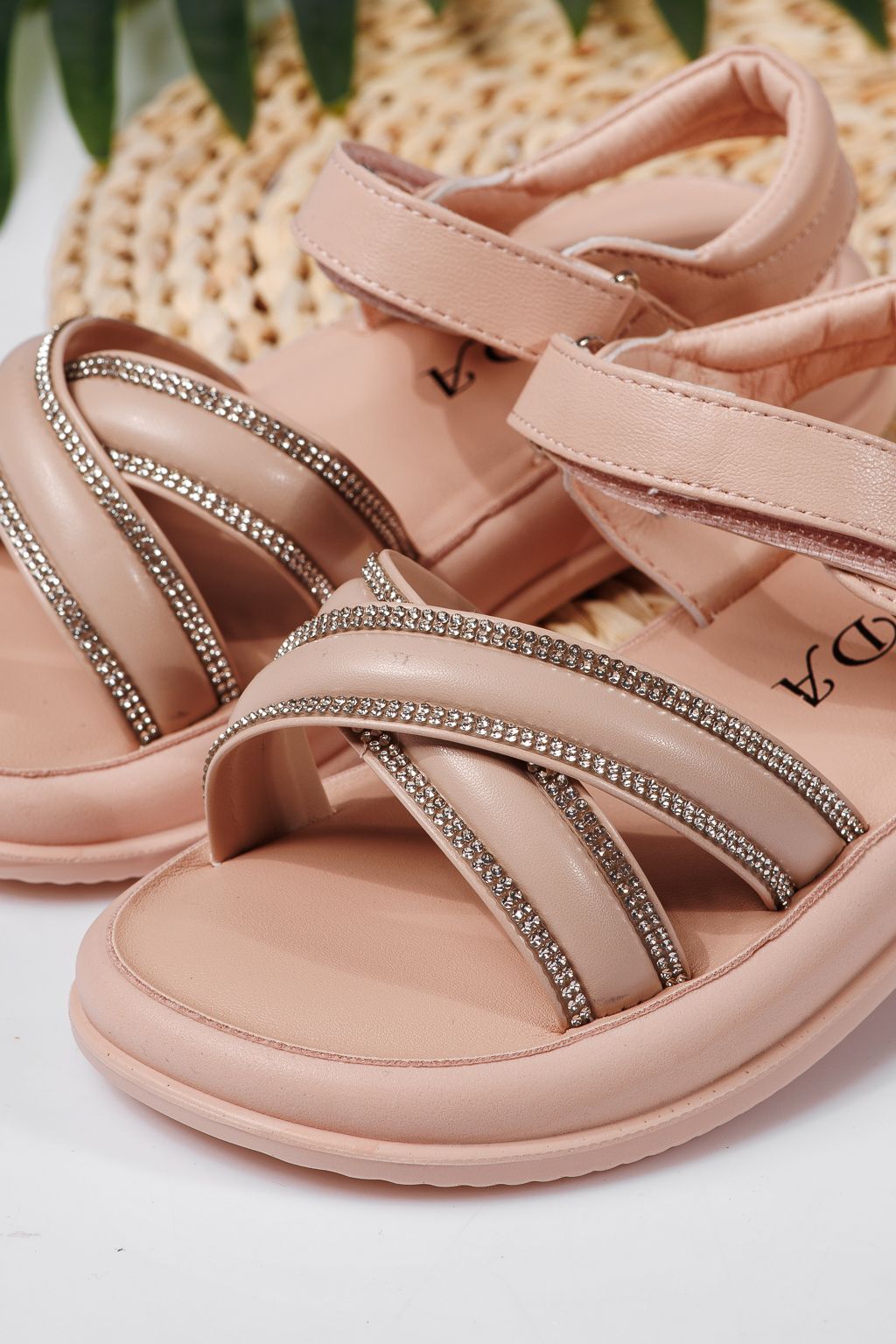 Sandale fete roz din piele ecologica Laura2 #22226