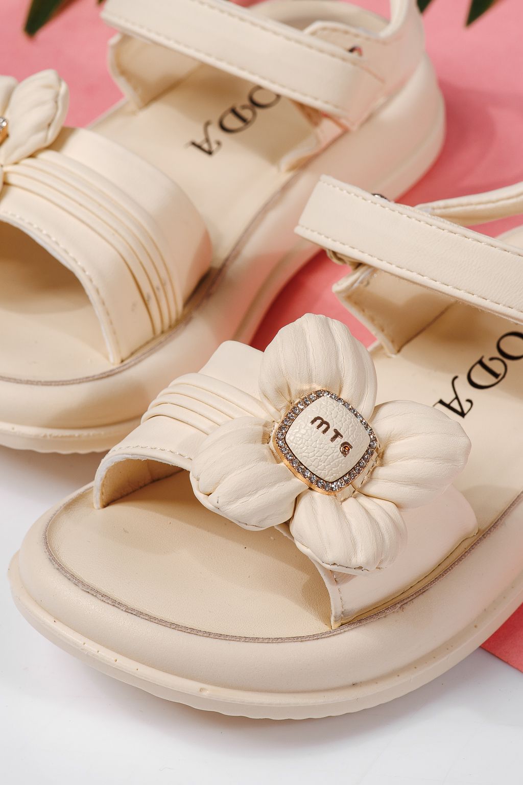 Sandale fete bej din piele ecologica Marie2 #22200