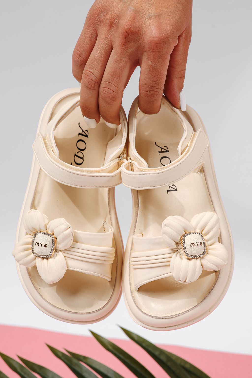 Sandale fete bej din piele ecologica Marie2 #22200