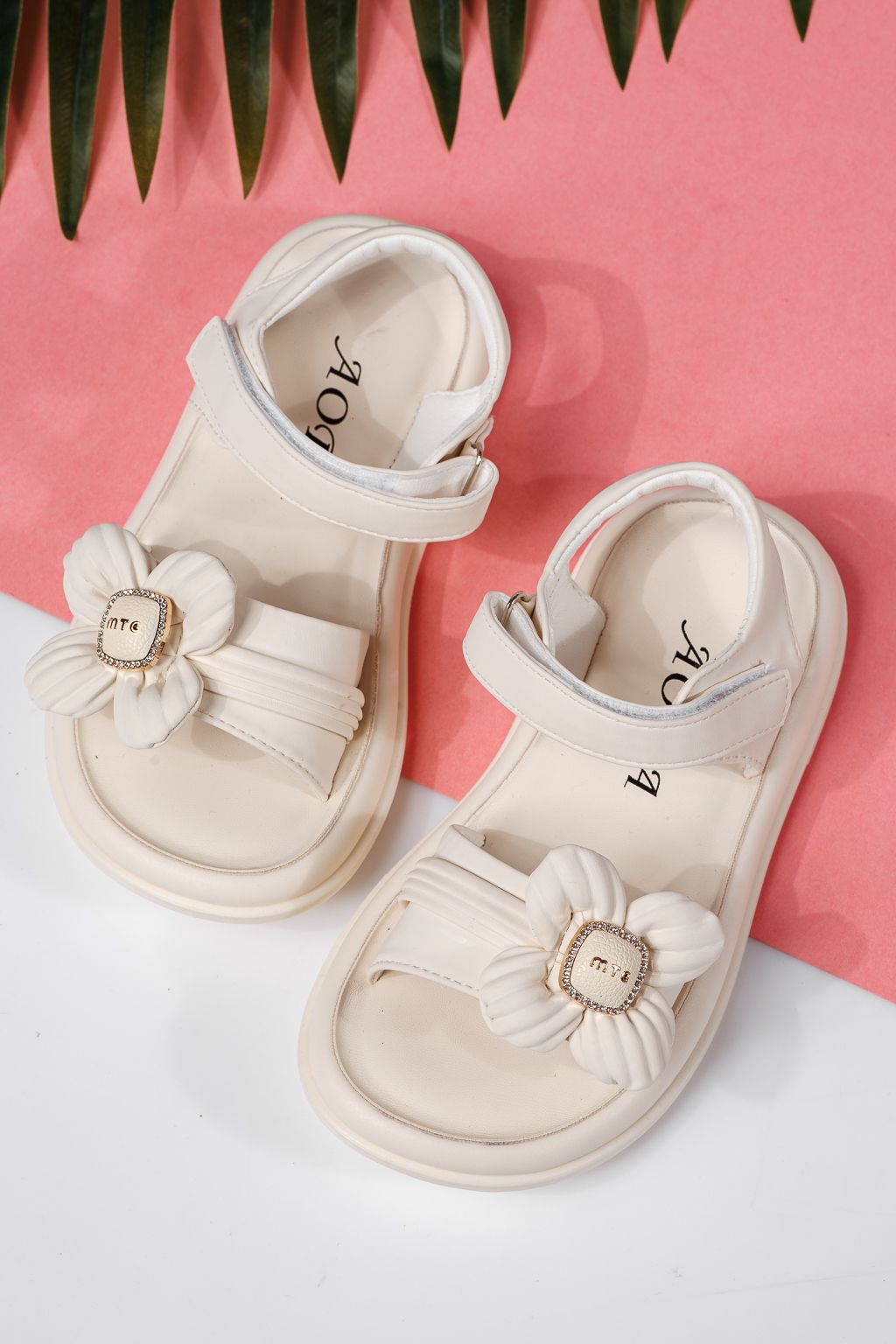 Sandale fete albe din piele ecologica Marie2 #22199