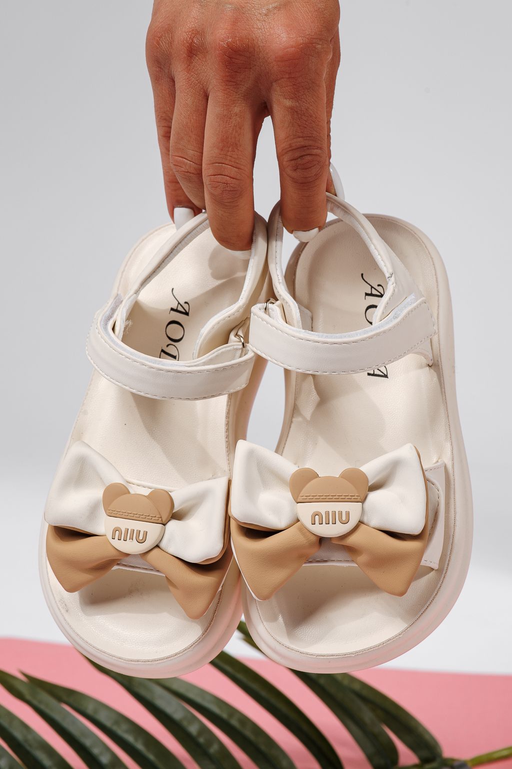 Sandale fete albe din piele ecologica Alina2 #22183