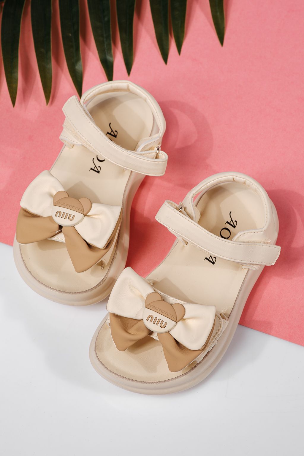 Sandale fete bej din piele ecologica Alina2 #22184