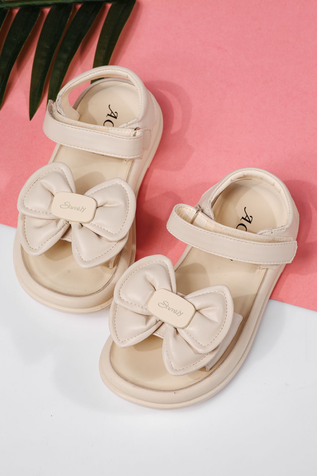 Sandale fete bej din piele ecologica Christine #22230