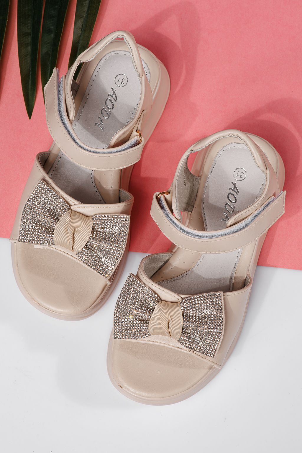 Sandale fete bej din piele ecologica Alice #22155