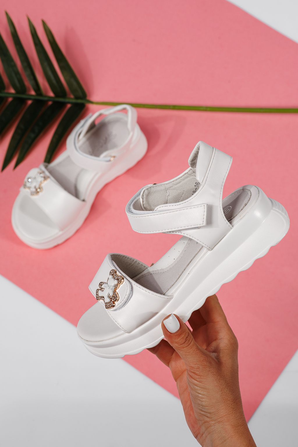 Sandale fete albe din piele ecologica Alisa #22157