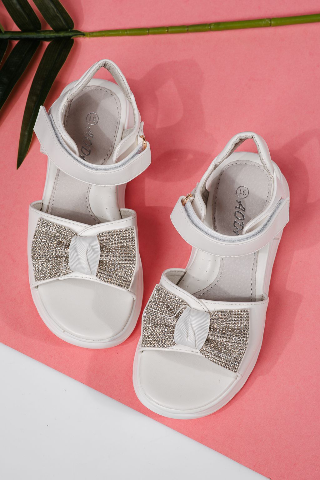 Sandale fete albe din piele ecologica Alice #22152