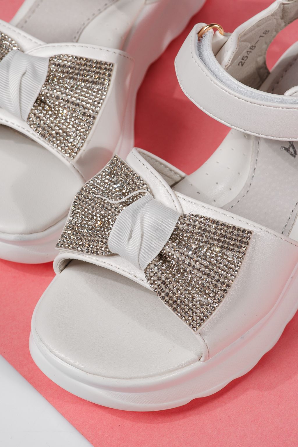 Sandale fete albe din piele ecologica Alice #22152