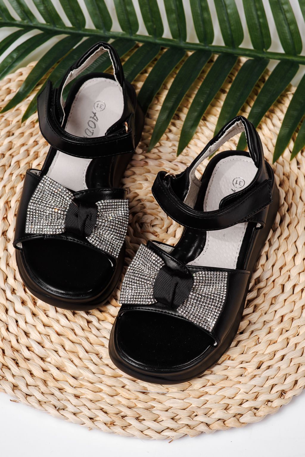 Sandale fete negre din piele ecologica Alice #22154