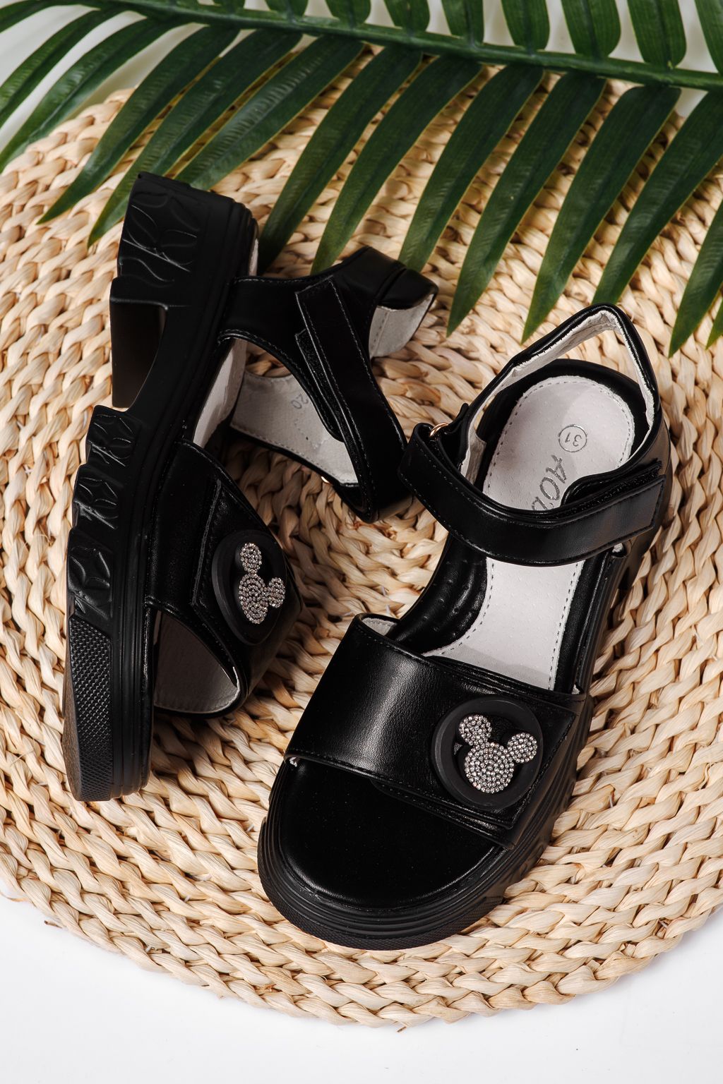 Sandale fete negre din piele ecologica Amira #22164