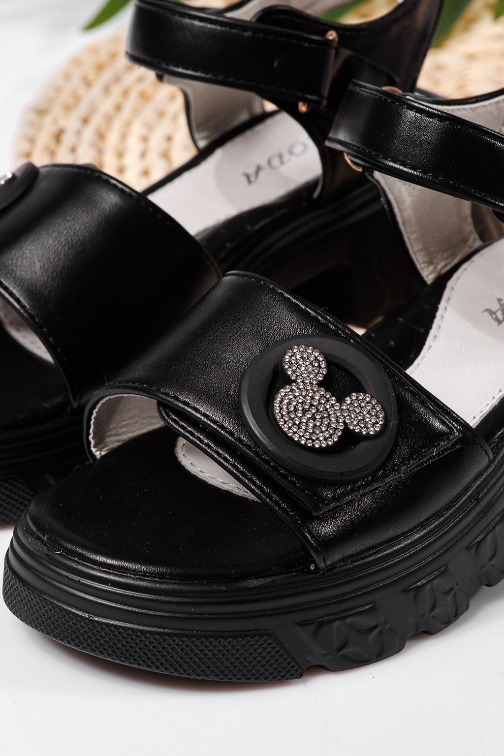 Sandale fete negre din piele ecologica Amira #22164