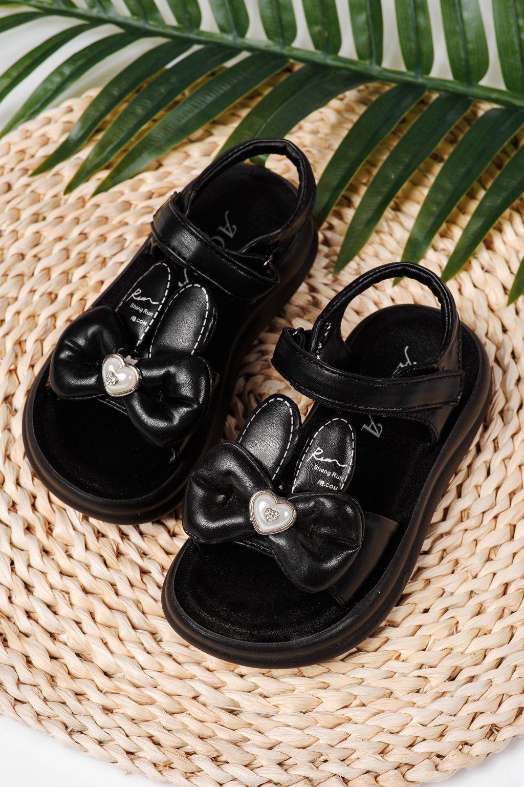 Sandale fete negre din piele ecologica Cate #22223