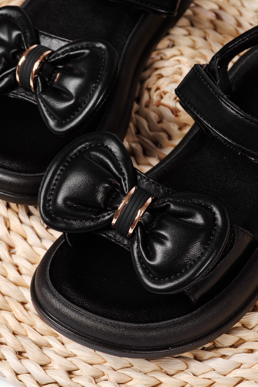 Sandale fete negre din piele ecologica Aliss #22177