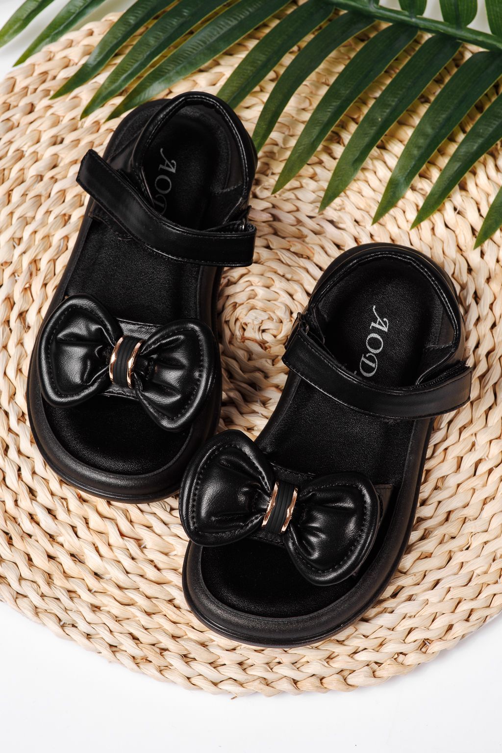 Sandale fete negre din piele ecologica Aliss #22177