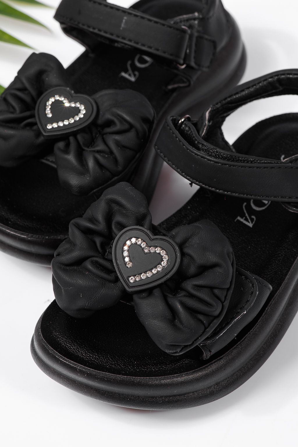 Sandale fete negre din piele ecologica Aurora #22206