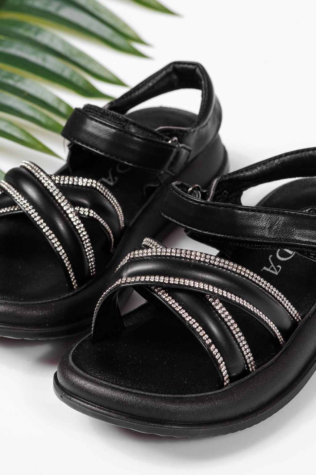 Sandale fete negre din piele ecologica Laura #22195