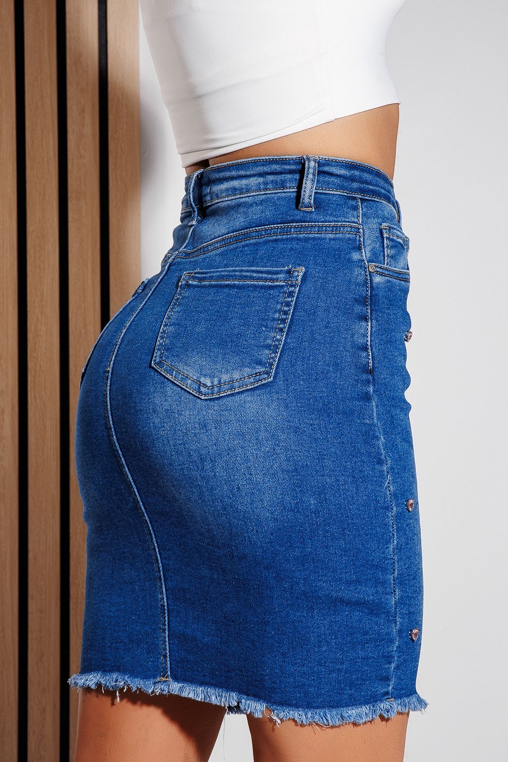 Fusta Scurta Dama Din Blug Camelia Albastra #A1024