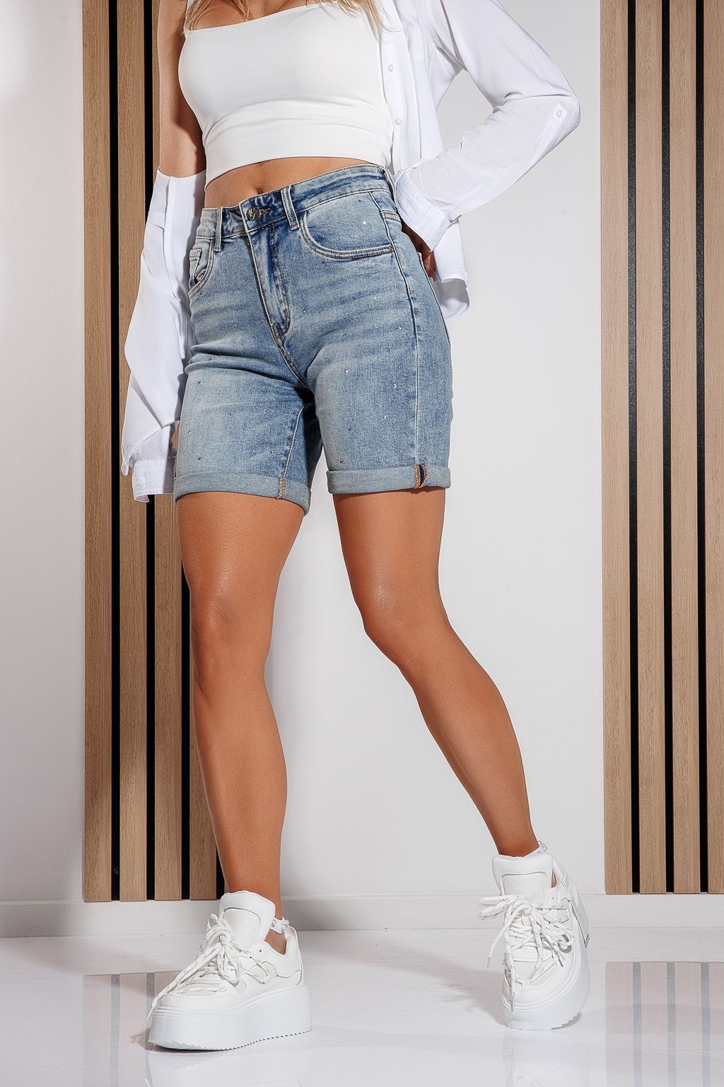 Blugi Scurti Dama  Adelie Albastri #A1019