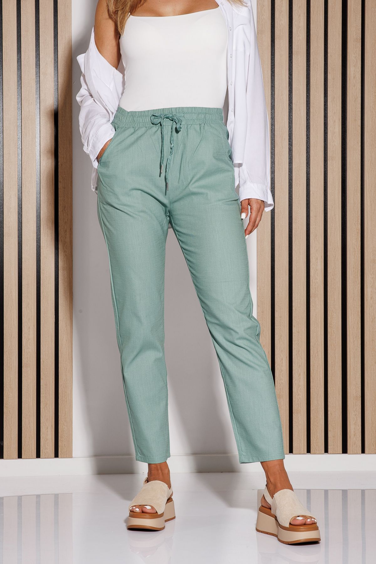 Pantaloni De Vara Dama Julia Turcoaz #A1086