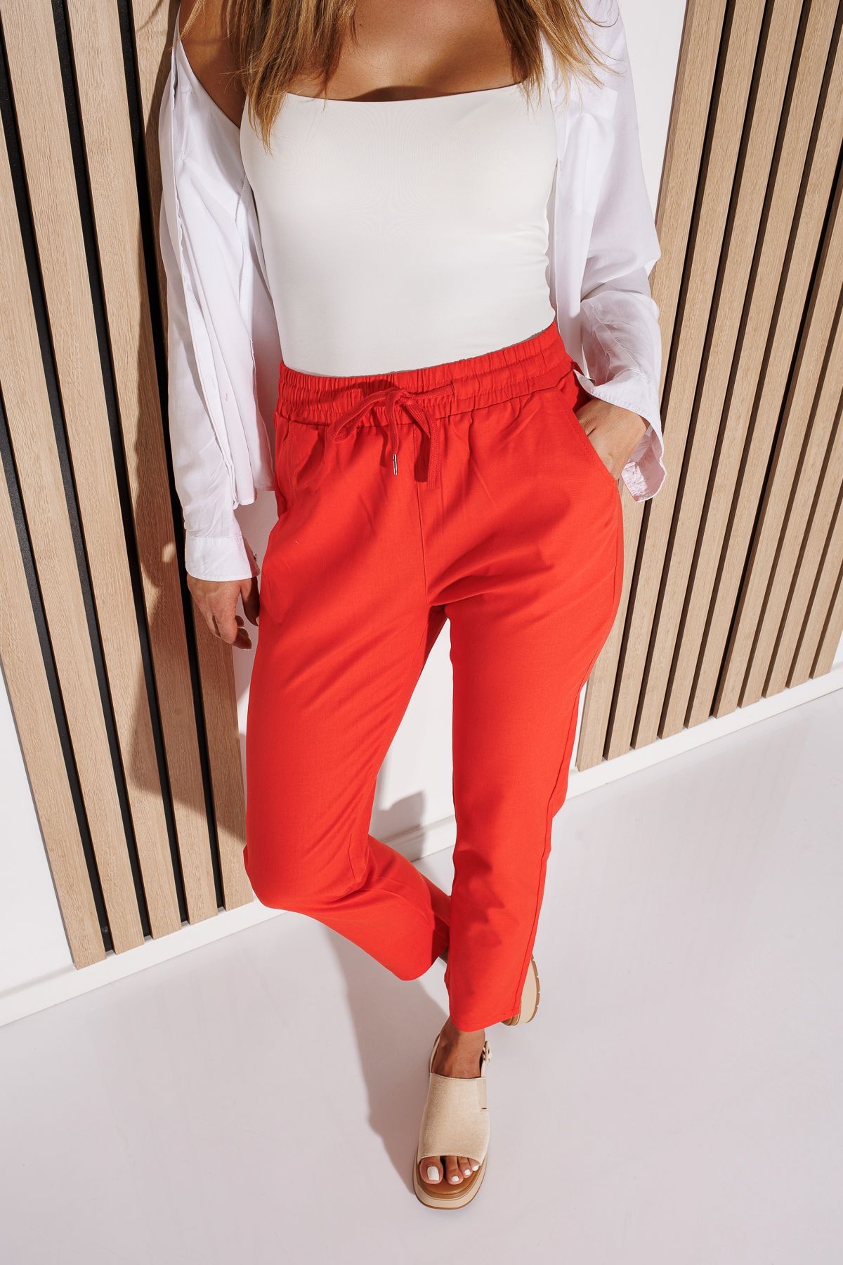 Pantaloni De Vara Dama Julia Portocalii #A1084
