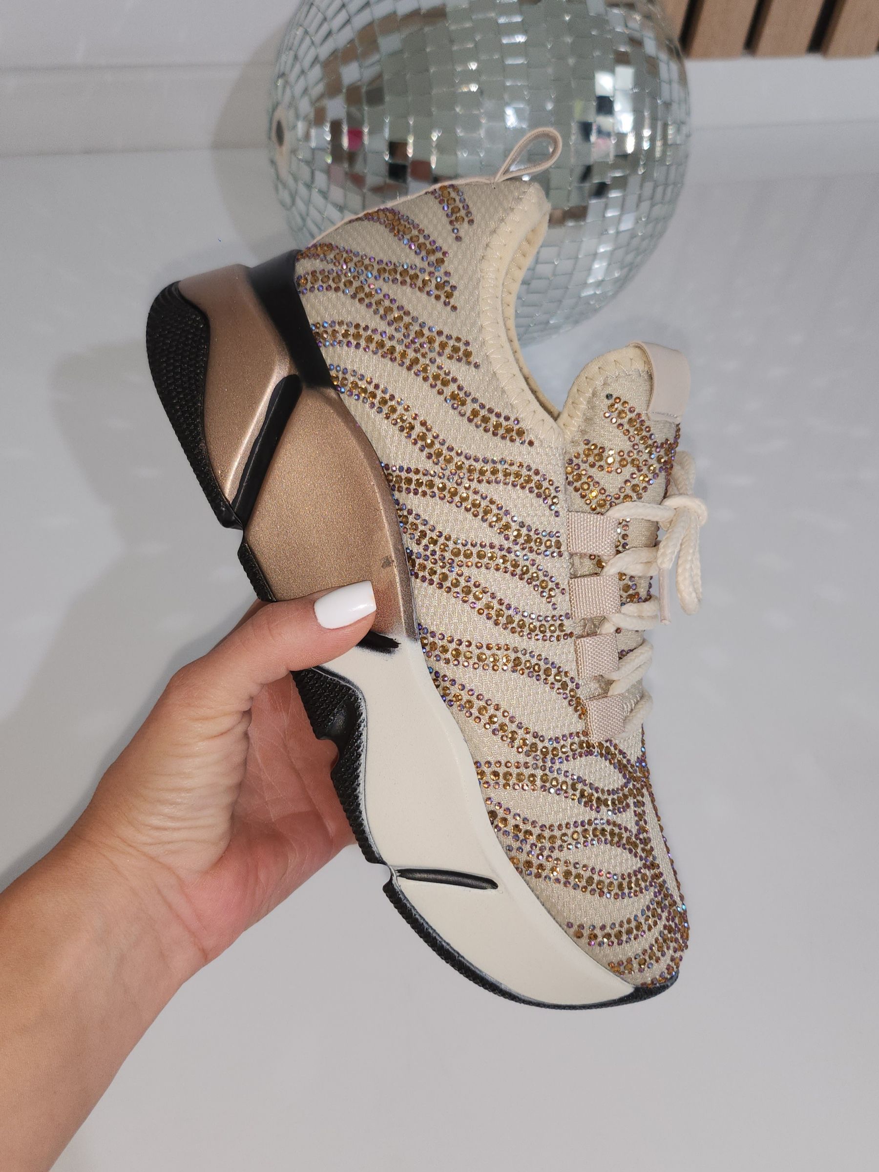 Adidasi dama bej din material textil Maria #22339
