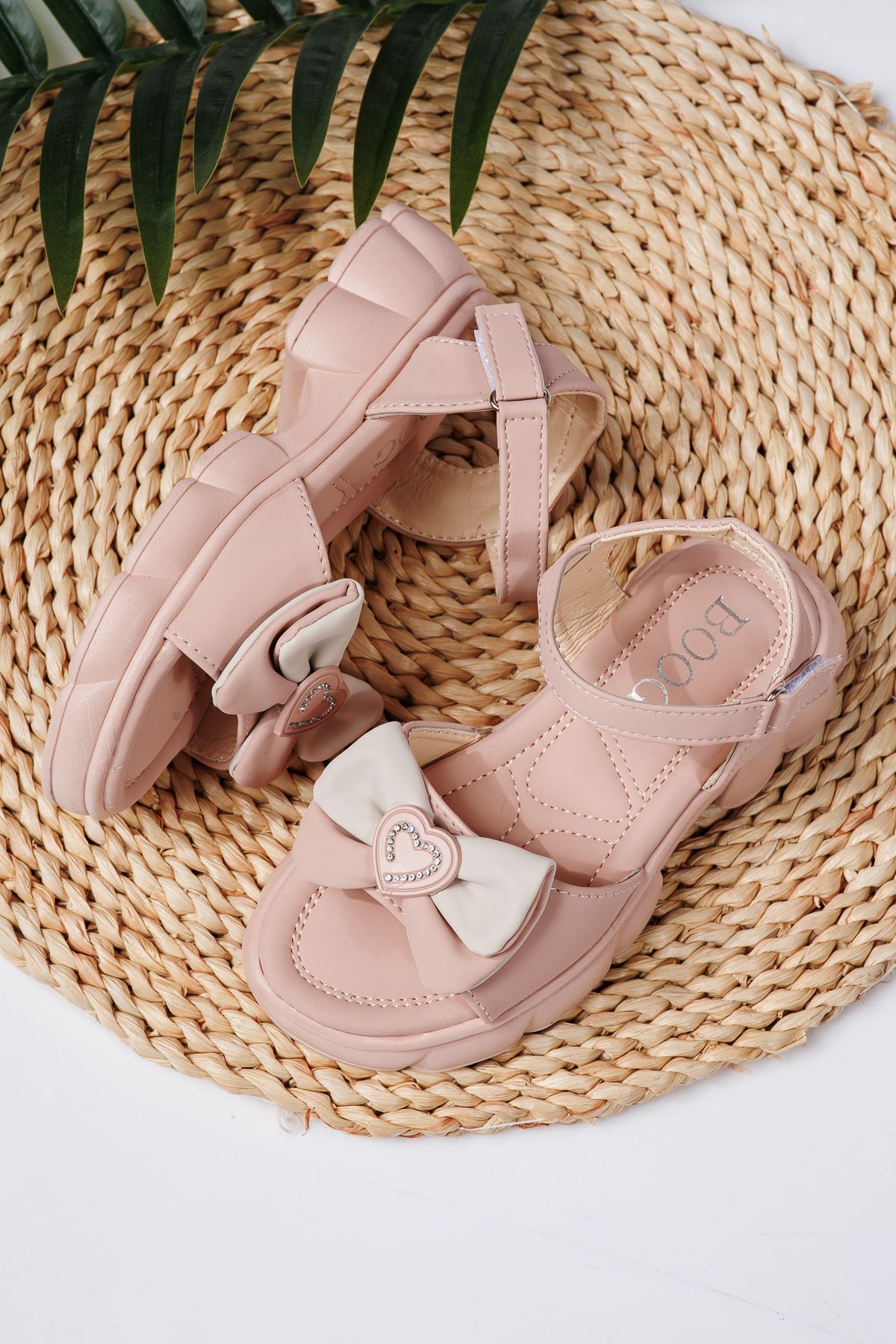 Sandale fete roz din piele ecologica Aria #21762