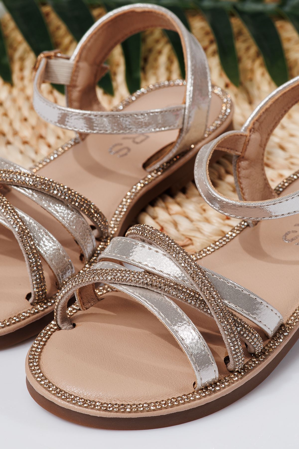 Sandale fete bej din piele ecologica Elena2 #22029