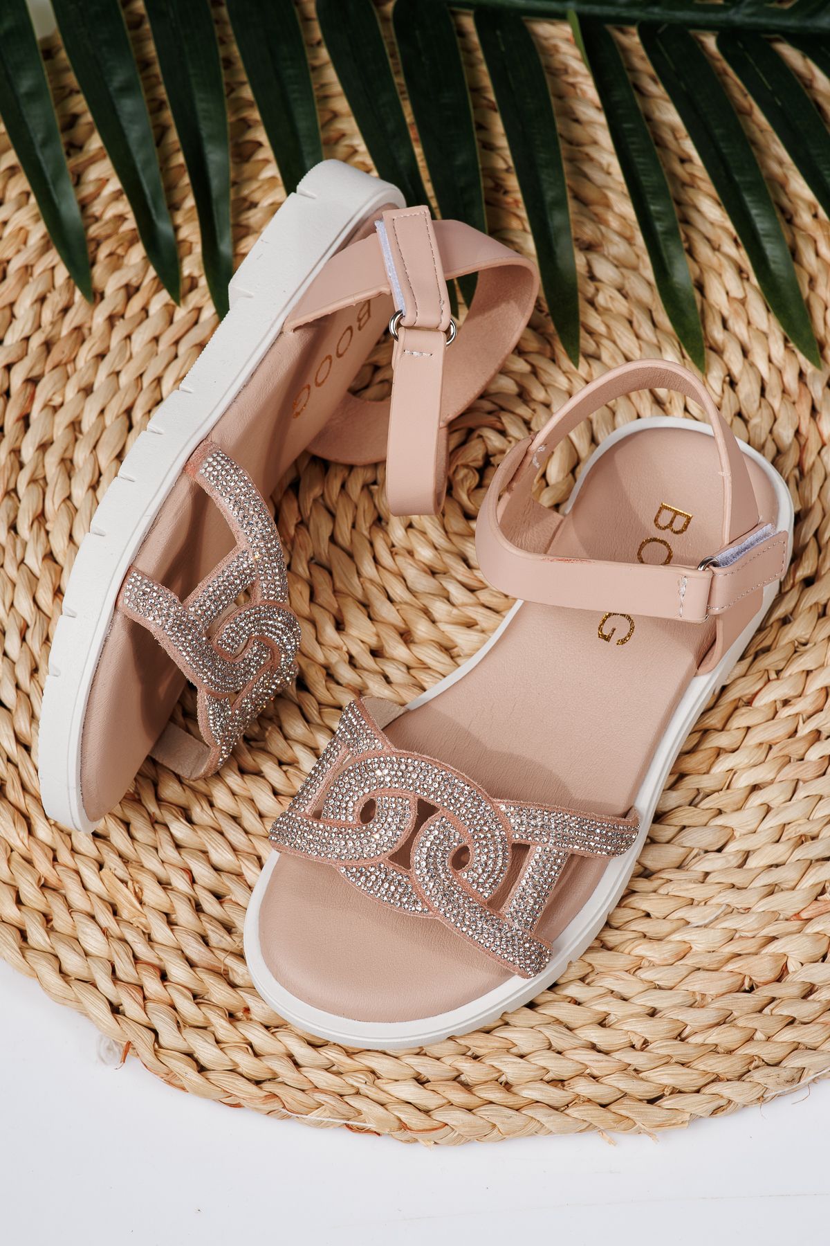 Sandale fete roz din piele ecologica Adina2 #21878