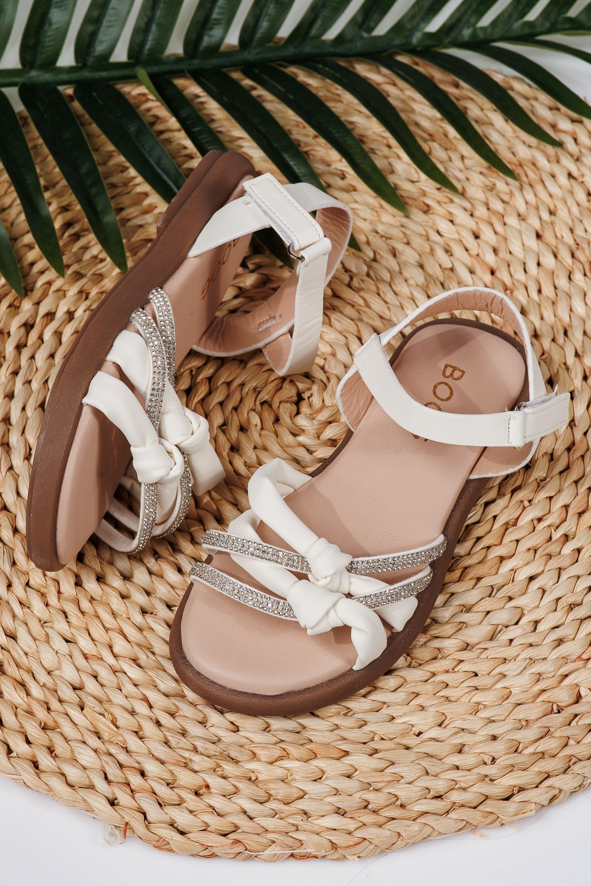 Sandale fete albe din piele ecologica Agatha #21873