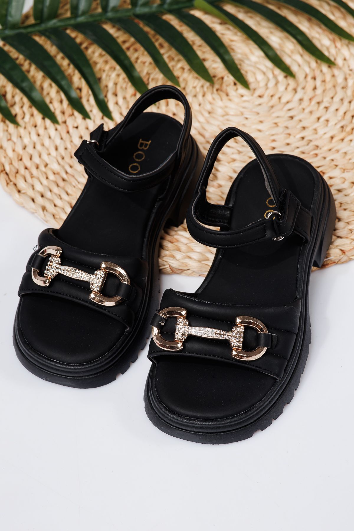 Sandale fete negre din piele ecologica Camille #21929