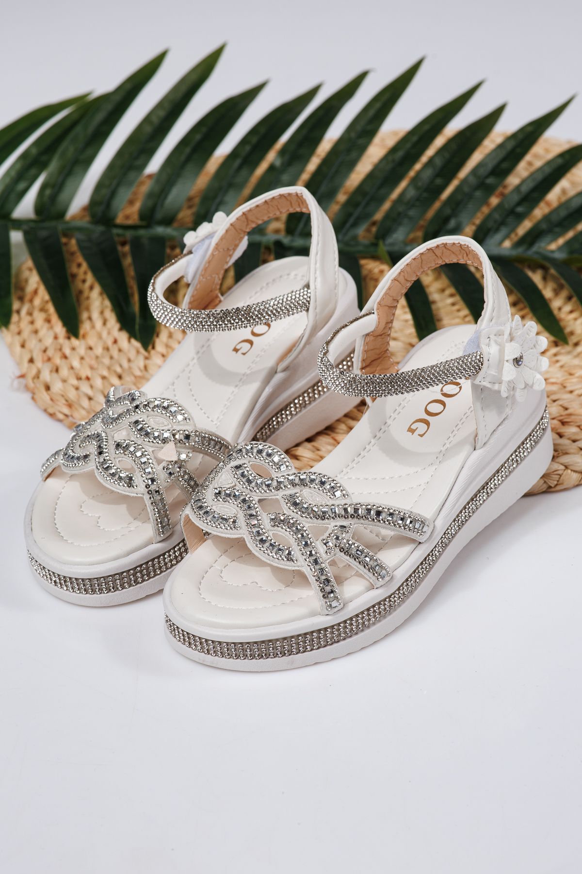 Sandale fete albe din piele ecologica Lilith2 #21752