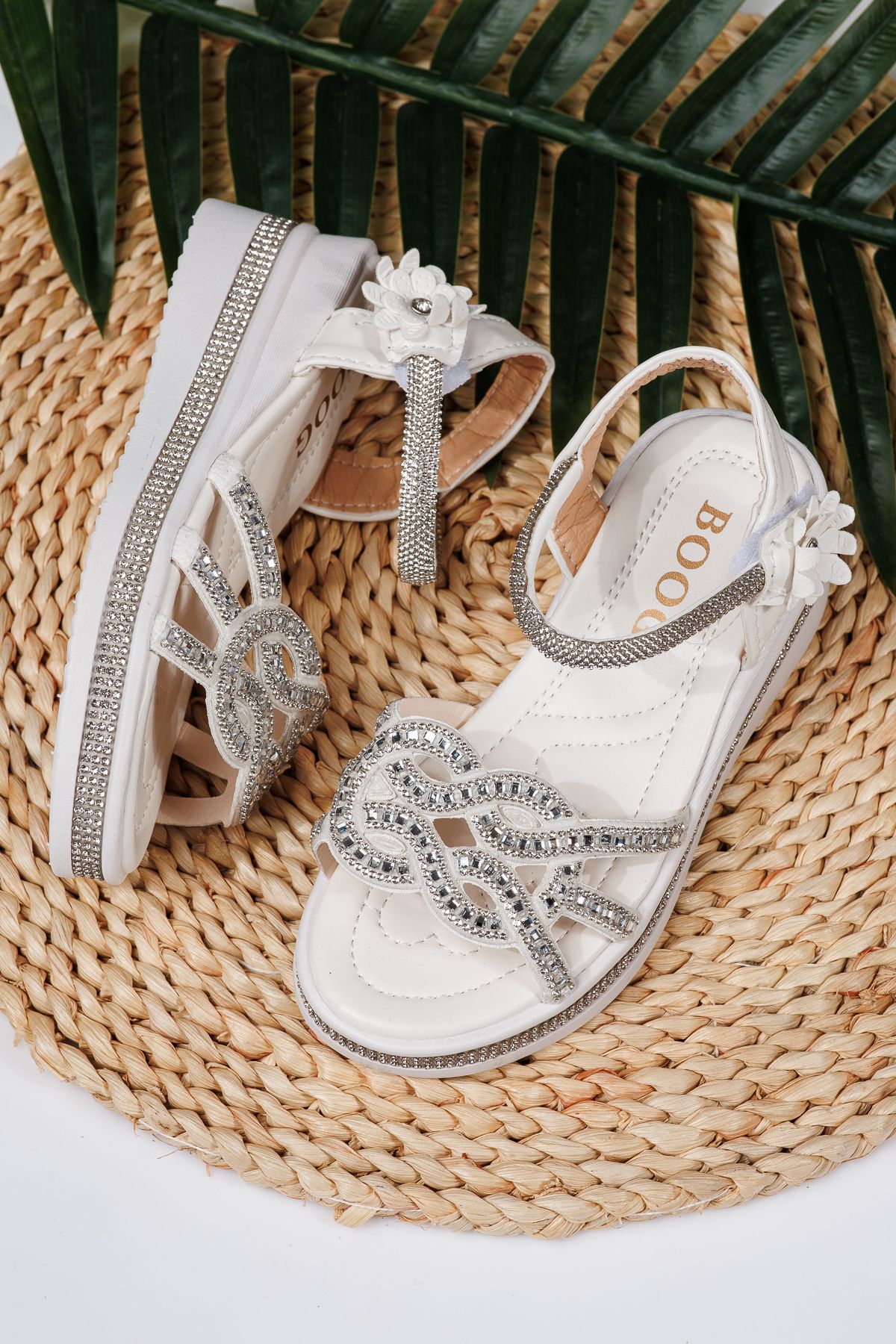 Sandale fete albe din piele ecologica Lilith #21749