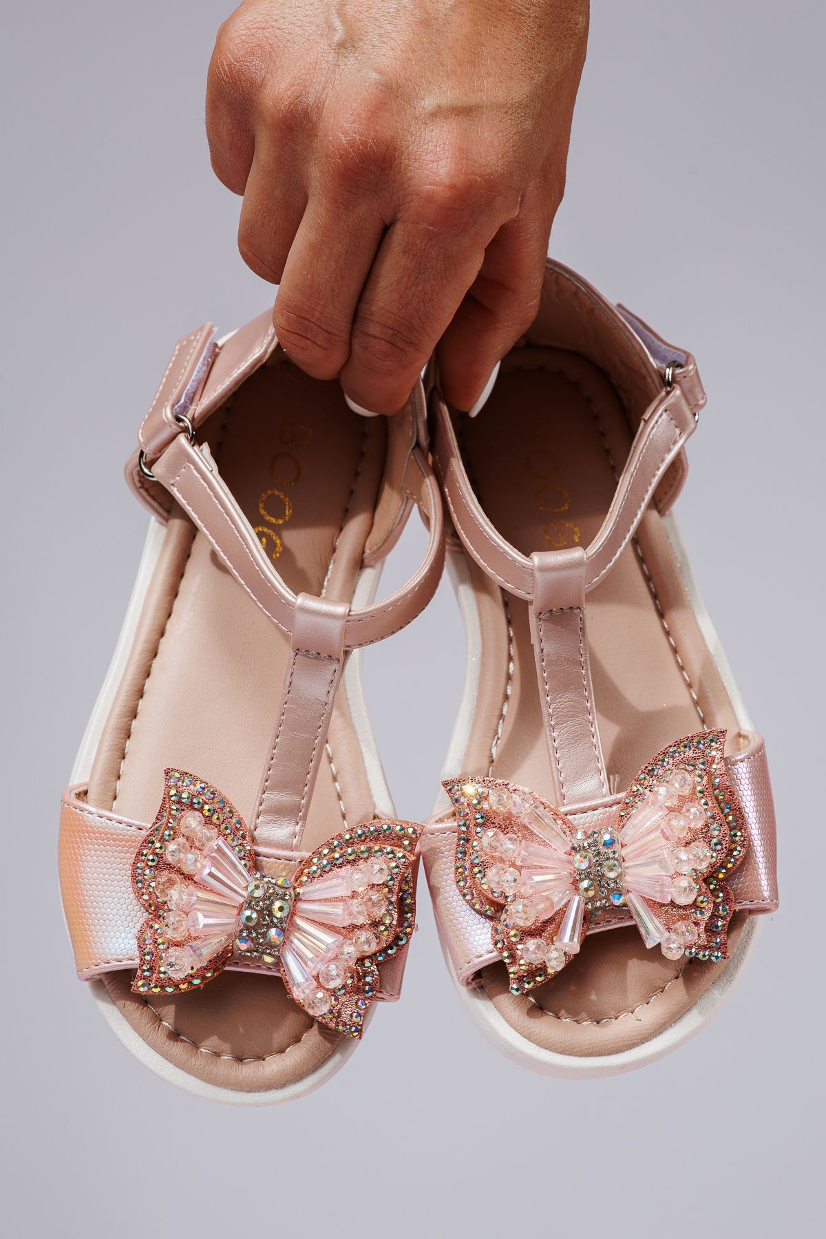 Sandale fete roz din piele ecologica Belinda #21921