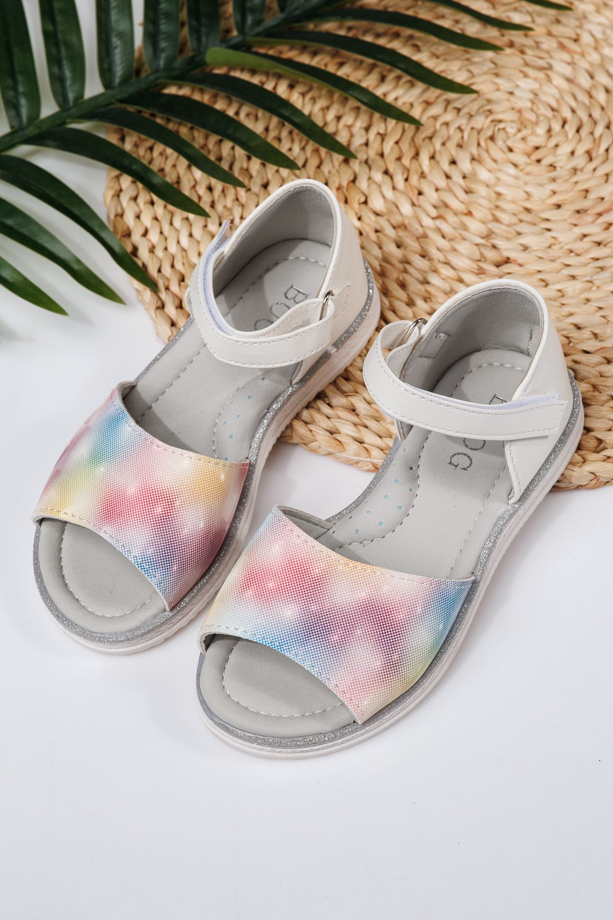 Sandale fete albe din piele ecologica Kaida #21724