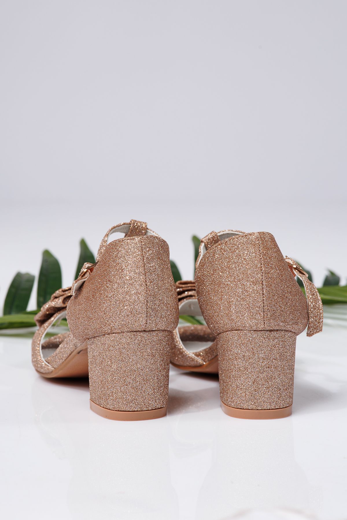 Sandale fete roz-aurii din material textil Nico2 #22013