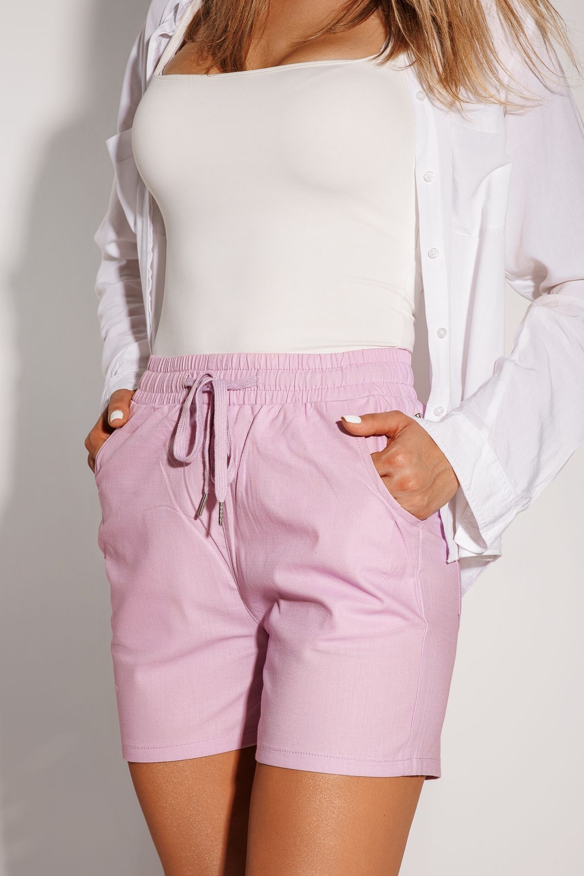 Pantaloni De Vara Scurti Dama Lissa Mov #A1134