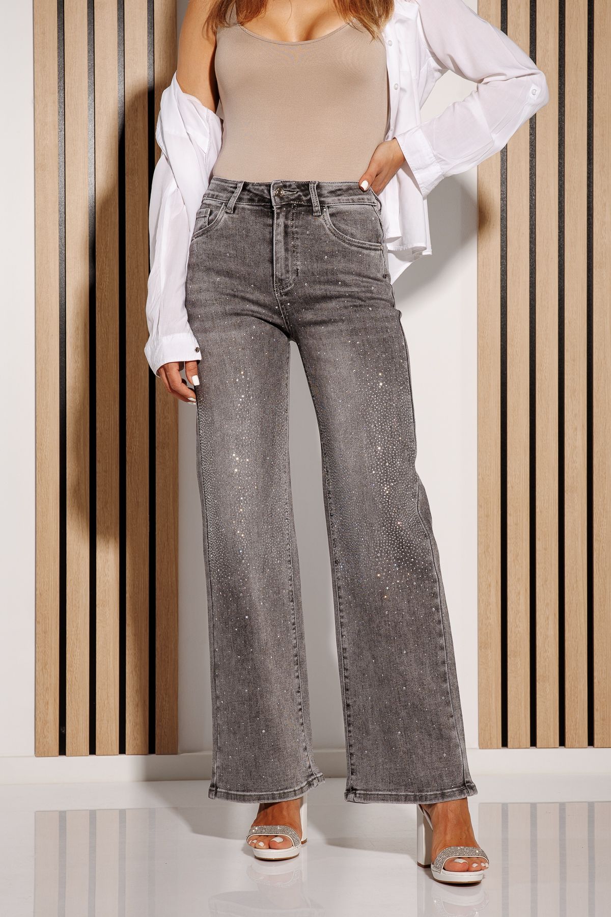 Blugi Evazati Dama Yolanda Gri #A1158