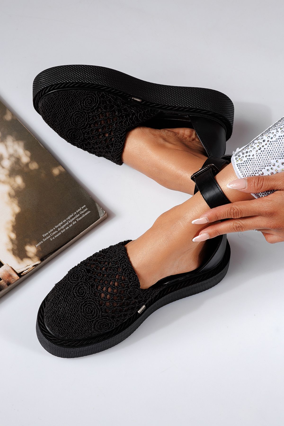 Pantofi casual dama negri din material textil Amira #22425