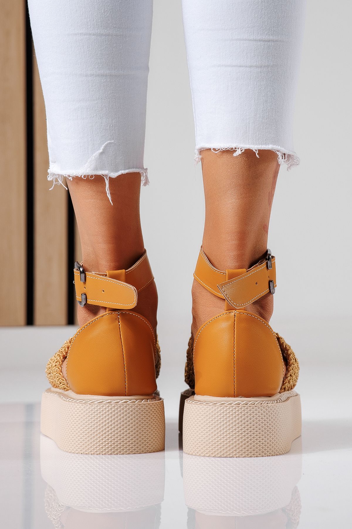 Pantofi casual dama galbeni din material textil Amira #22422
