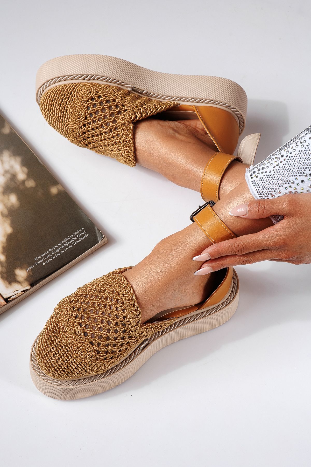 Pantofi casual dama galbeni din material textil Amira #22422