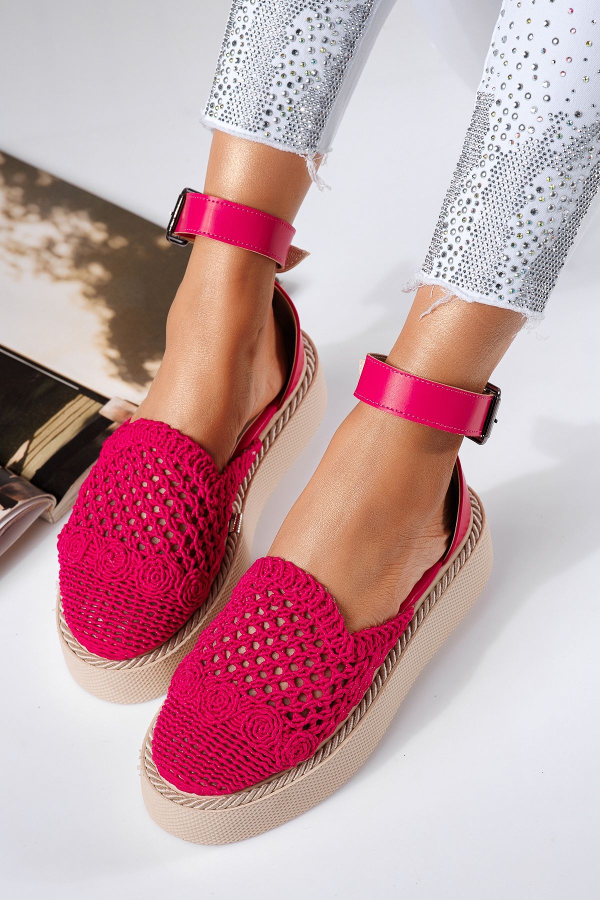 Pantofi casual dama roz din material textil Amira #22421