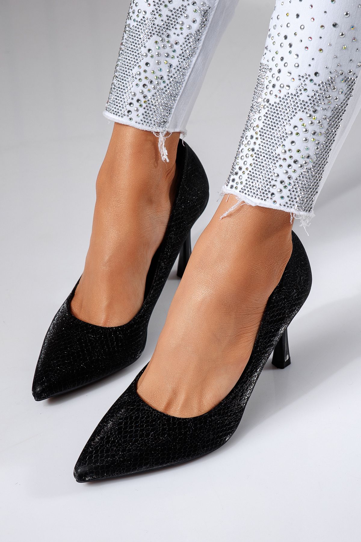 Pantofi cu toc dama negri din piele ecologica Sonia #22452