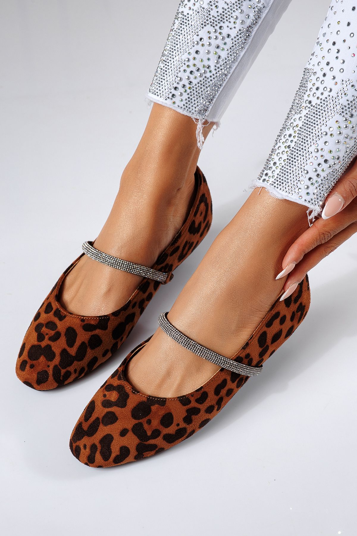 Balerini dama leopard din piele ecologica intoarsa Zoe2 #22484