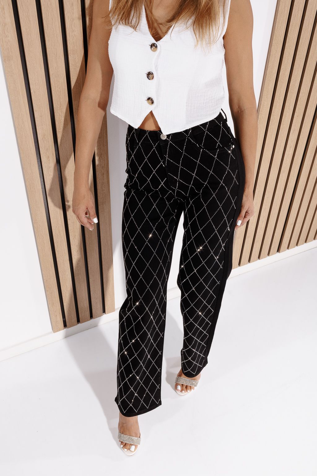 Blugi Wide Leg Dama Elora Negri #A1194