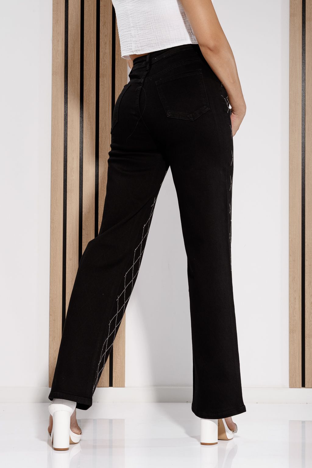 Blugi Wide Leg Dama Elora Negri #A1194