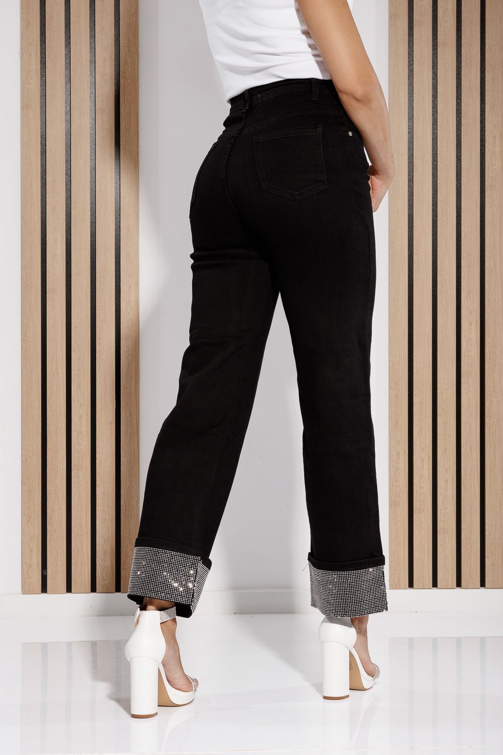 Blugi Wide Leg Dama Livia Negri #A1192